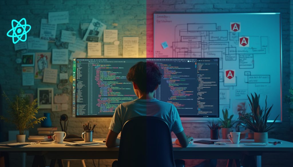 découvrez dans cet article une comparaison approfondie entre react et angular, deux des frameworks javascript les plus populaires. analysez leurs caractéristiques, avantages et inconvénients pour vous aider à choisir le meilleur outil pour votre projet de développement web.